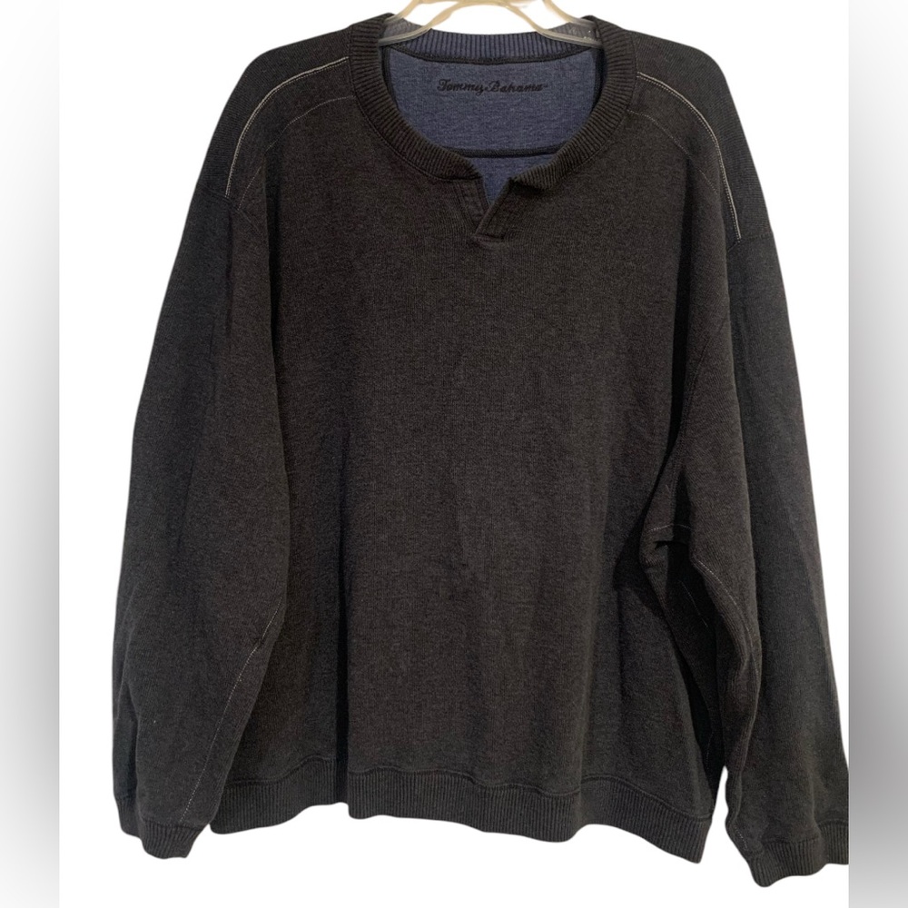 Tommy Bahama Reversible Grey Split Crew Neck Collar Pullover Sweater Men’s XXL